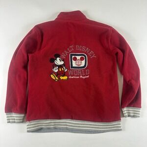 Disney World Mickey Mouse Fleece Pullover Jacket Youth XL Red American Original